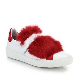 Moncler Lucie Leather & Rabbit Fur Sneakers